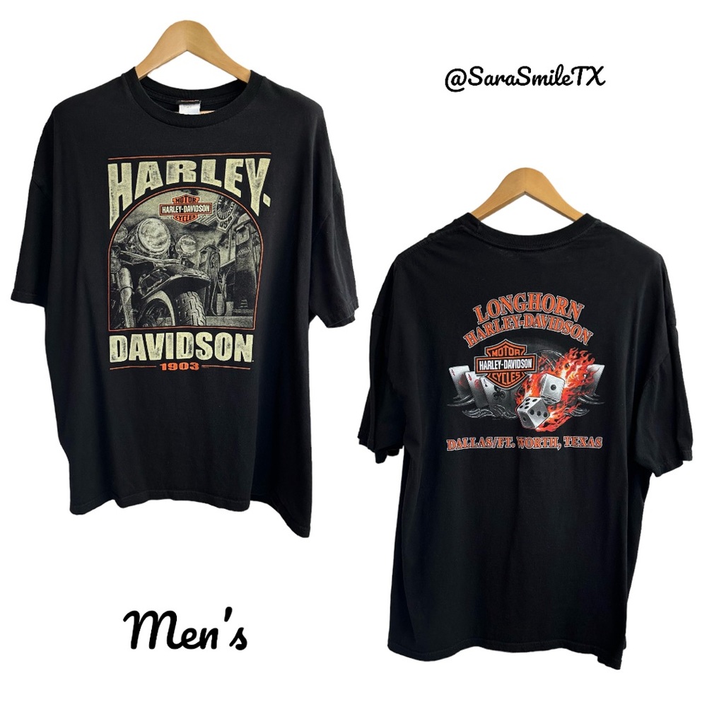 HARLEY-DAVIDSON Longhorn DFW, Texas Black Short Sleeve Graphic T-Shirt